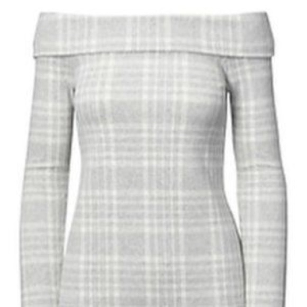 Banana Republic - Fleecy Grey Tartan Off Shoulder Top - Size M - NWT